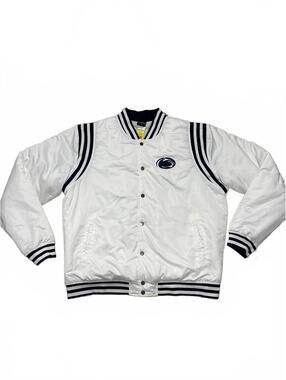 Colosseum Men's White and Navy Penn State Varsity Jacket XL